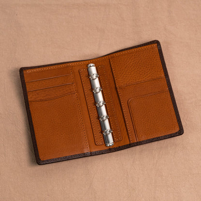 Micro 5 Narrow Minerva Box Leather Planner - Dark Brown x Cognac - Techo Treats