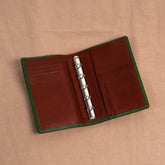 Micro 5 Narrow Minerva Box Leather Planner - Medium Green x Dark Red - Techo Treats