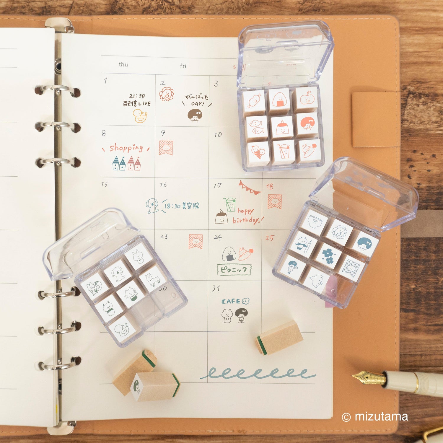 mizutama Planner Pal Rubber Stamp Set in Clear Case - Foodie - Techo Treats