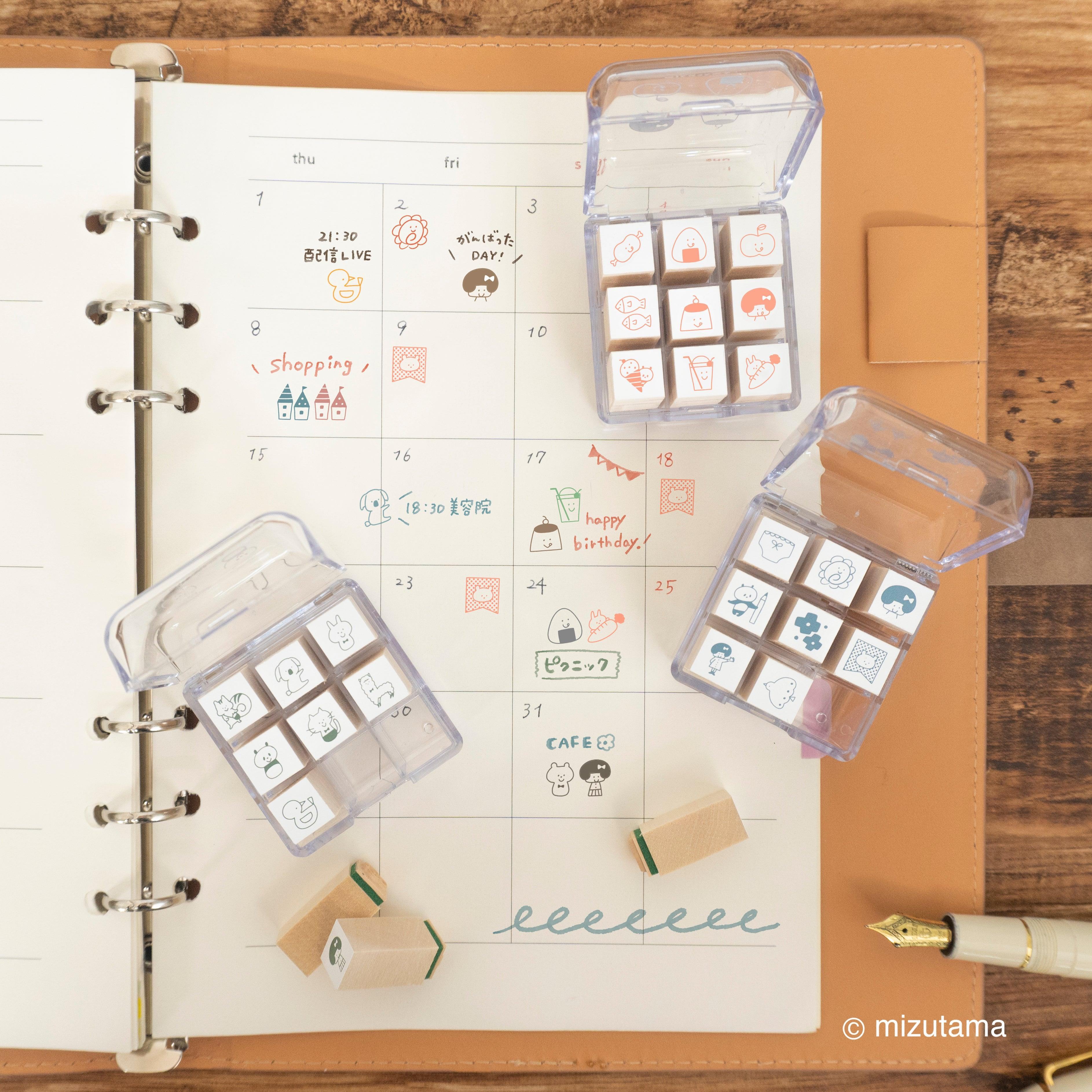 mizutama Planner Pal Rubber Stamp Set in Clear Case - Foodie - Techo Treats