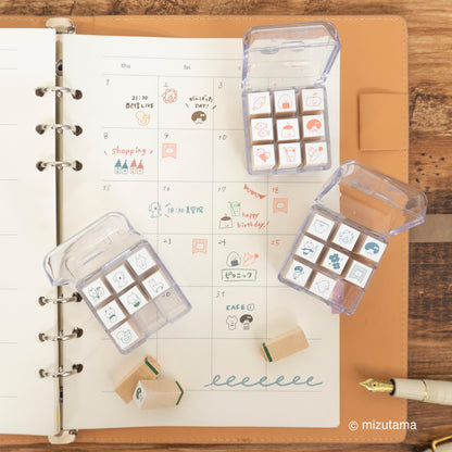 mizutama Planner Pal Rubber Stamp Set in Clear Case - Foodie - Techo Treats