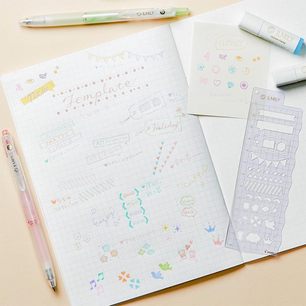 PILOT ILMILY Deco Template Ruler Vol.1 (2 designs) - Pink by Techo Treats Stationery