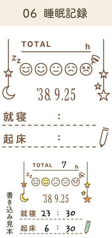 Shachihata Daily Log Rubber Date Stamp - Sleep Record - Body + Stamp Face by Techo Treats Stationery