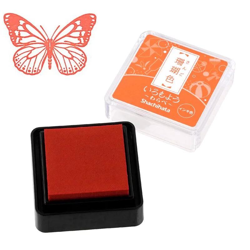Shachihata Iromoyo Warabe Oil-based Mini Size Ink Pad - S1 - Coral 珊瑚色 by Techo Treats Stationery