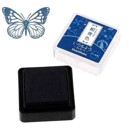 Shachihata Iromoyo Warabe Oil-based Mini Size Ink Pad - S1 - Dark Blue 紺青色 by Techo Treats Stationery