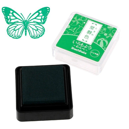 Shachihata Iromoyo Warabe Oil-based Mini Size Ink Pad - S1 - Green 常磐色 by Techo Treats Stationery