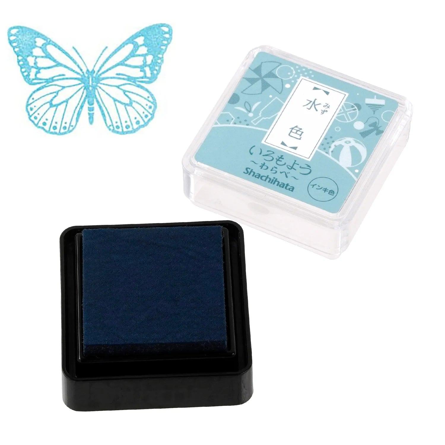Shachihata Iromoyo Warabe Oil-based Mini Size Ink Pad - S1 - Light Blue 水色 by Techo Treats Stationery