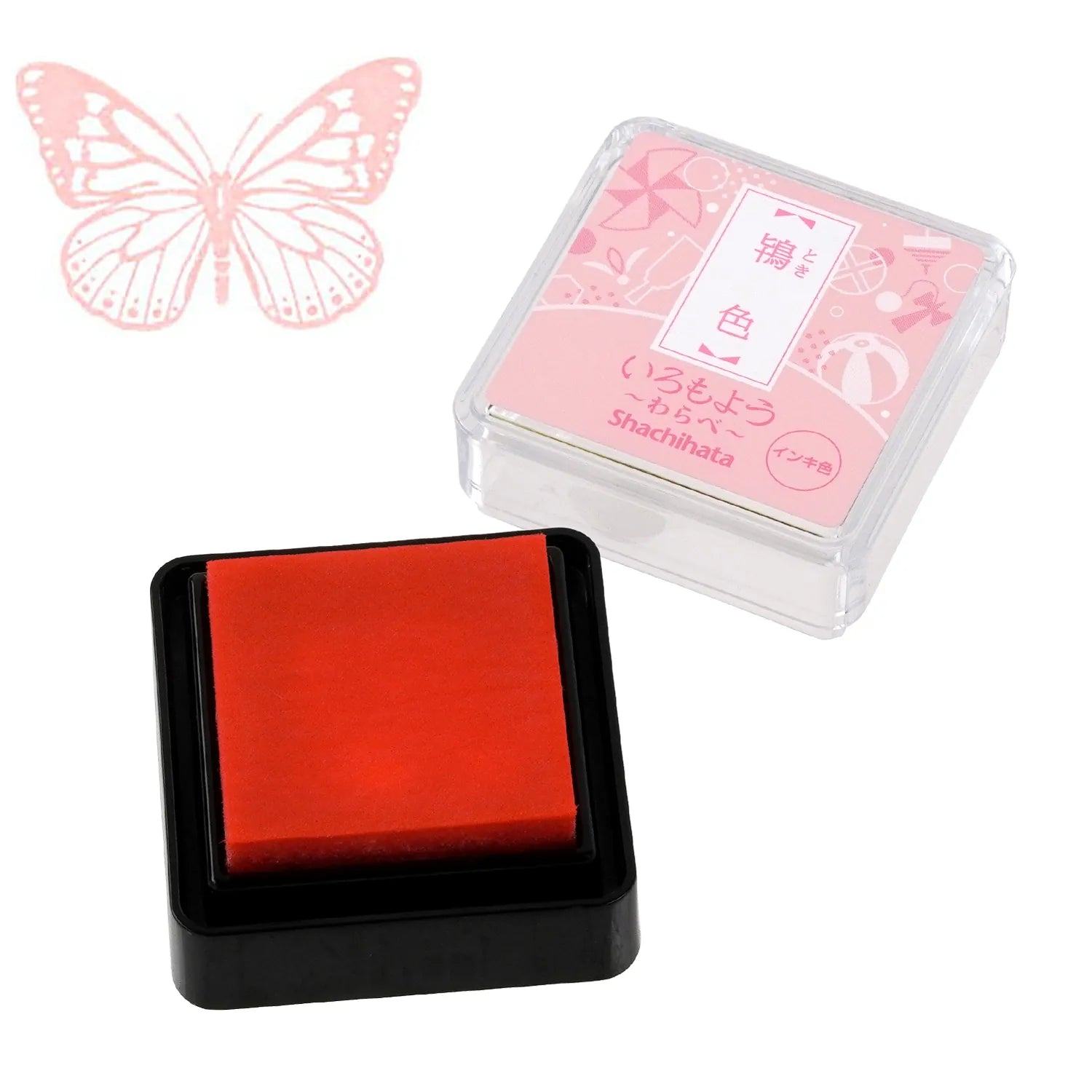 Shachihata Iromoyo Warabe Oil-based Mini Size Ink Pad - S1 - Pastel Pink 鴇色 by Techo Treats Stationery