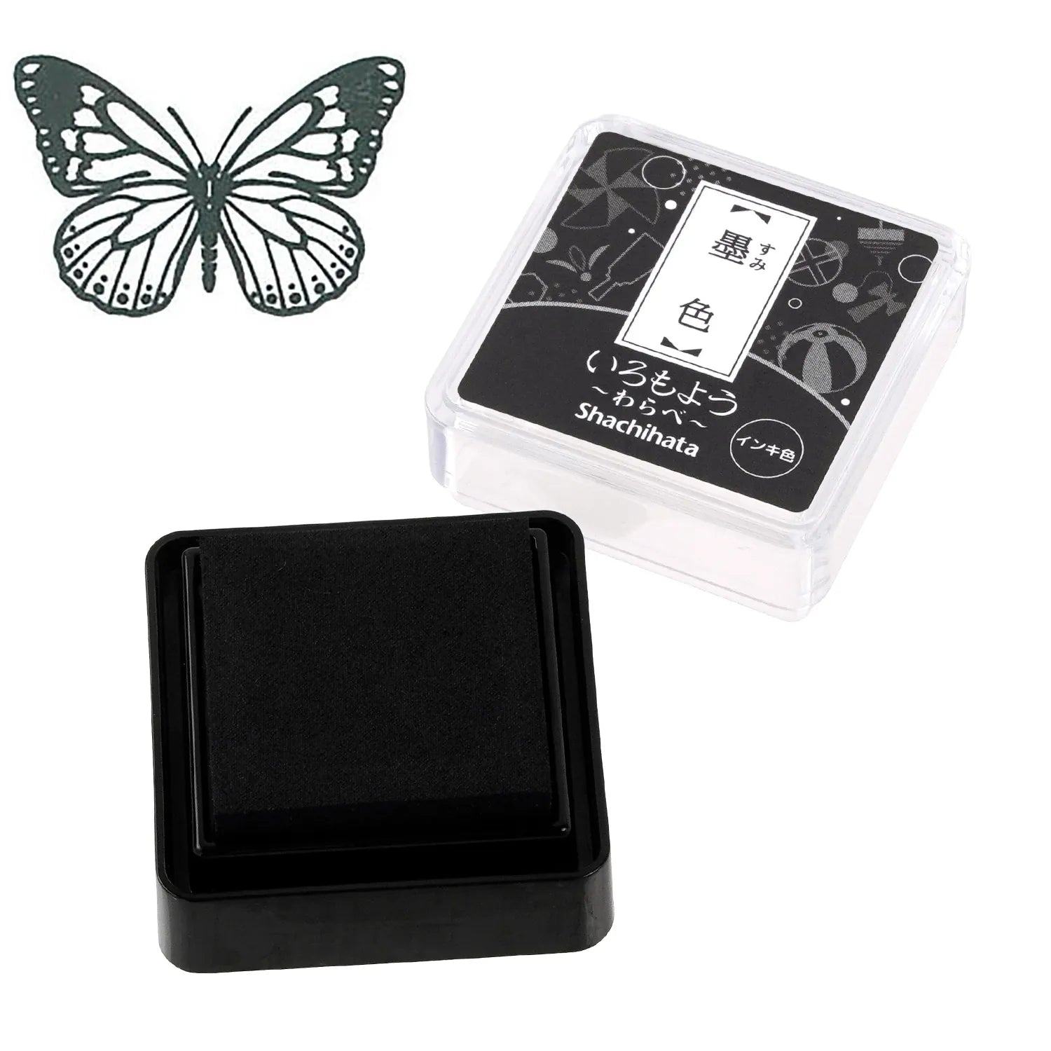 Shachihata Iromoyo Warabe Oil-based Mini Size Ink Pad - S2 - Black 墨色 by Techo Treats Stationery