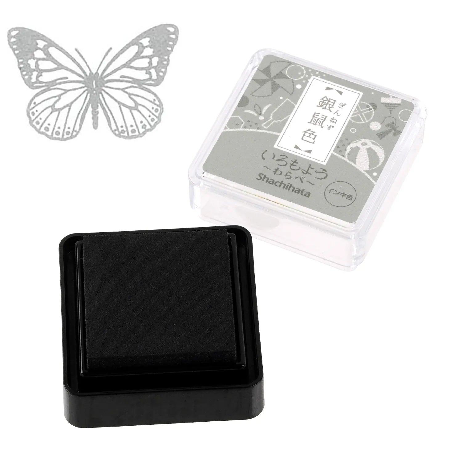 Shachihata Iromoyo Warabe Oil-based Mini Size Ink Pad - S2 - Grey 銀鼠色 by Techo Treats Stationery